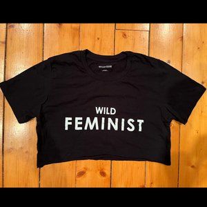 Wildfang Wild Feminist T Shirt - Black - Size M - Custom Cropped